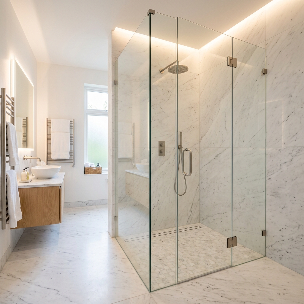 Luxury frameless glass shower enclosure